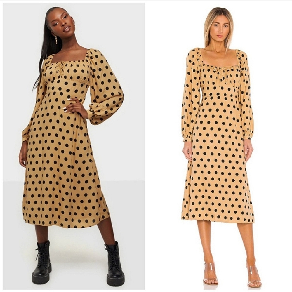 Massima Midi Dress in Biscuit Emelda Dot FAITHFULL THE BRAND Xs Sz 2